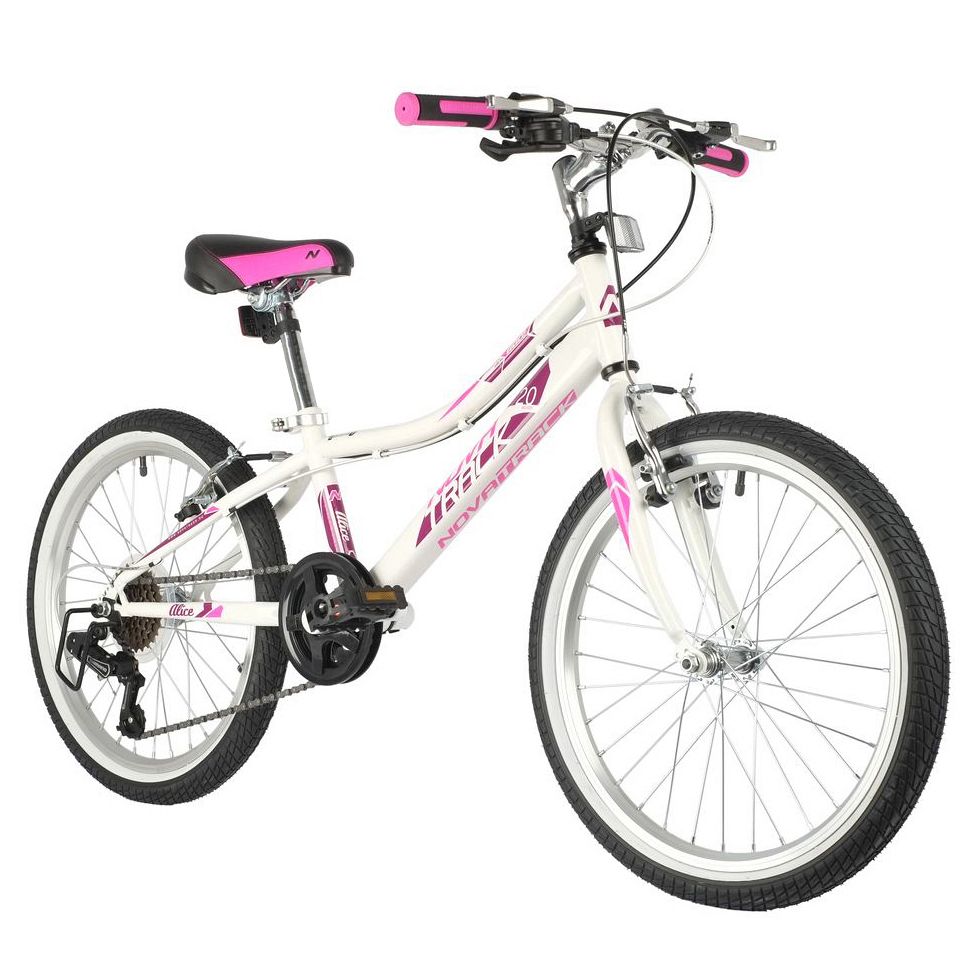 Велосипед NOVATRACK 20, ALICE белый,   стальная рама, 6 скор., Shimano TY21/Microshift TS38, V- brake