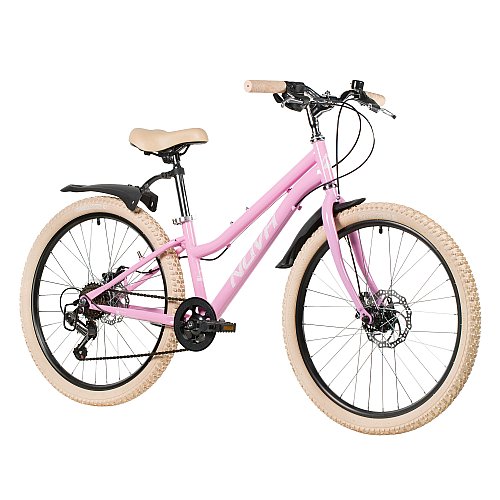 Велосипед NOVATRACK 24" JENNY сталь 12'', розовый, 6 скор. TY21/TS-38/TZ500/SG-6S, диск.торм STG