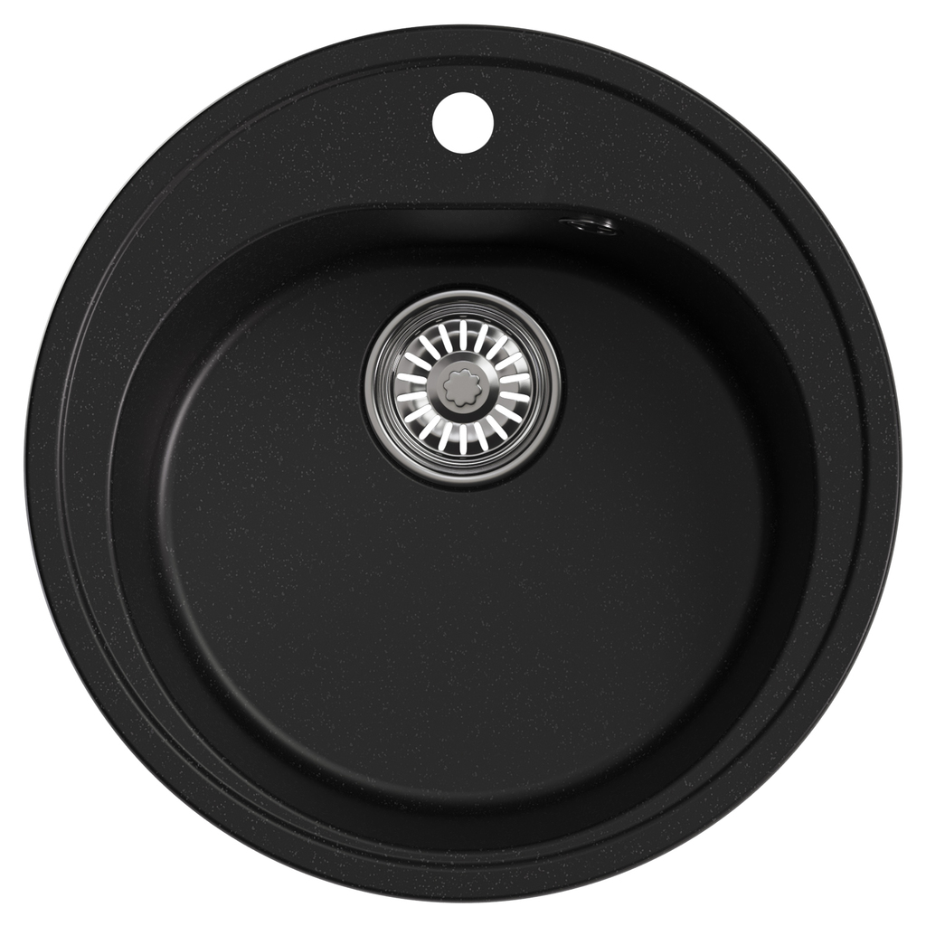 Мойкa ML-GM11 круглая, ультра-черная, 344, 500мм, глуб. чаши 180 NEW
