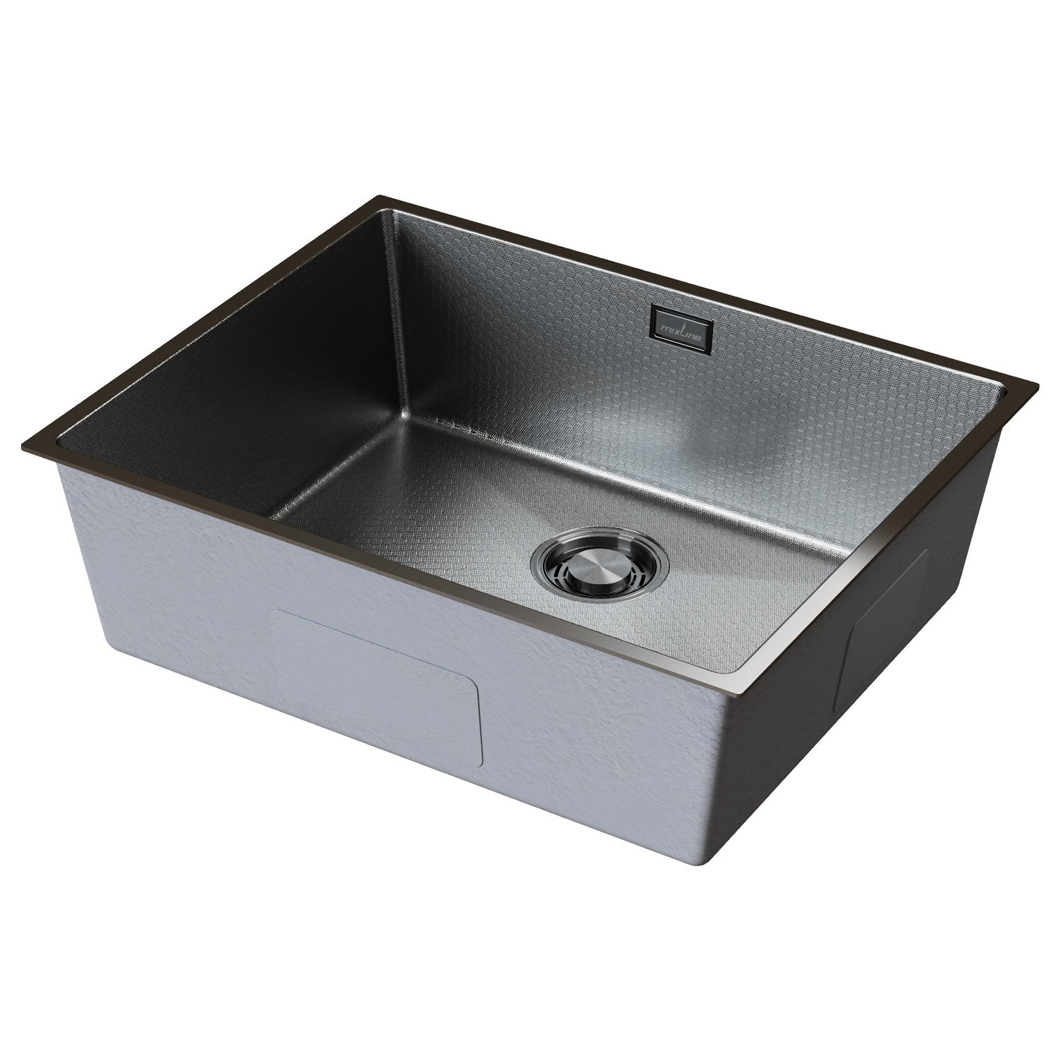 Мойка подст.монтаж 53х43, 3, 0 вып 3 1/2 MIXLINE PRO 22см с сифоном, черный графит НАНО декор