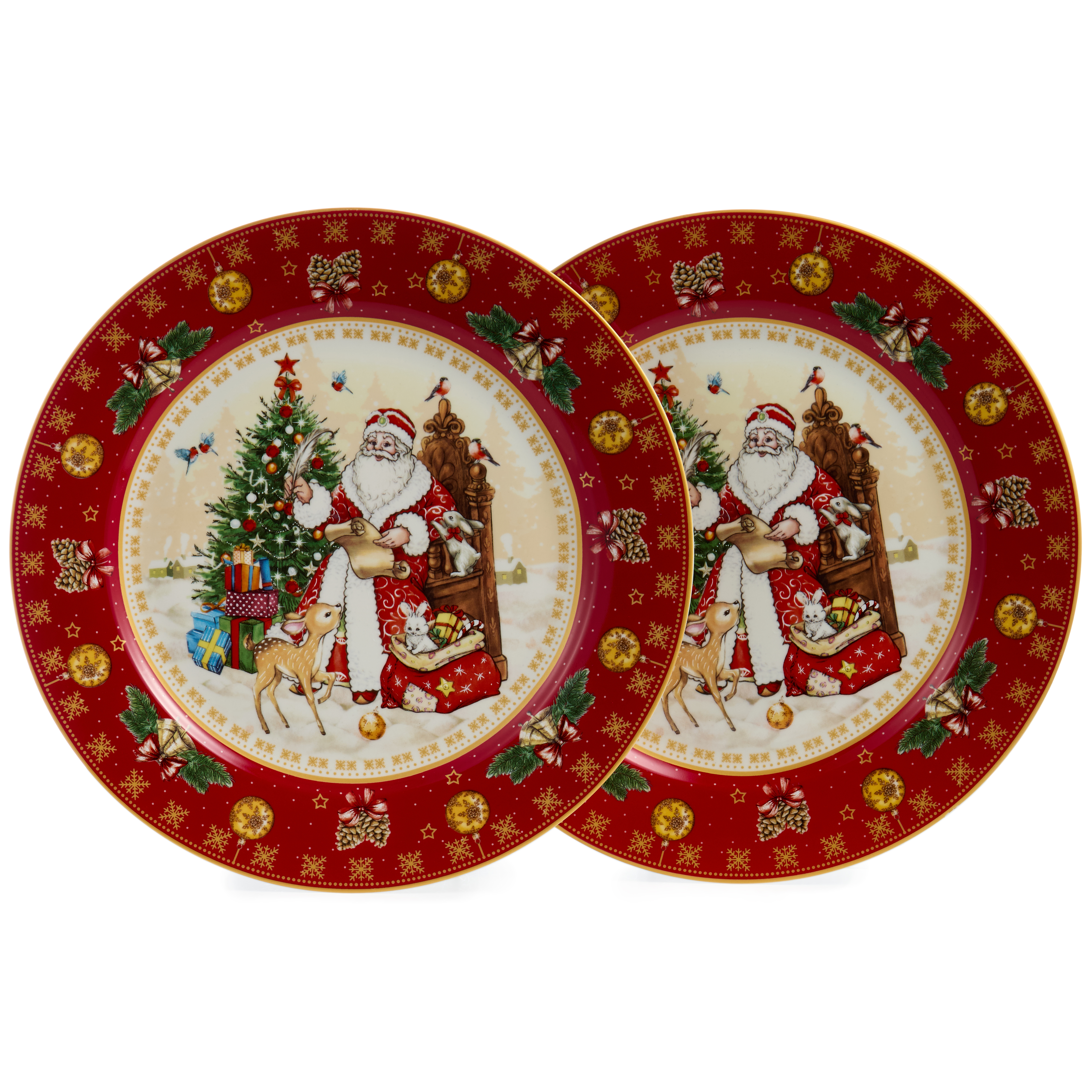 НАБОР ТАРЕЛОК ОБЕДЕННЫХ LEFARD, ДЕД МОРОЗ, 2 ШТ. 27 СМ КРАСНЫЙ, КОР=9НАБ.