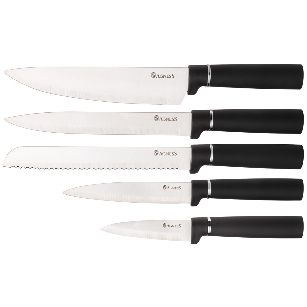 НАБОР ИЗ 10ПР: 5 НОЖЕЙ, 4 ДОСКИ И ПОДСТАВКА ЦВЕТ ЧЕРНЫЙ AGNESS