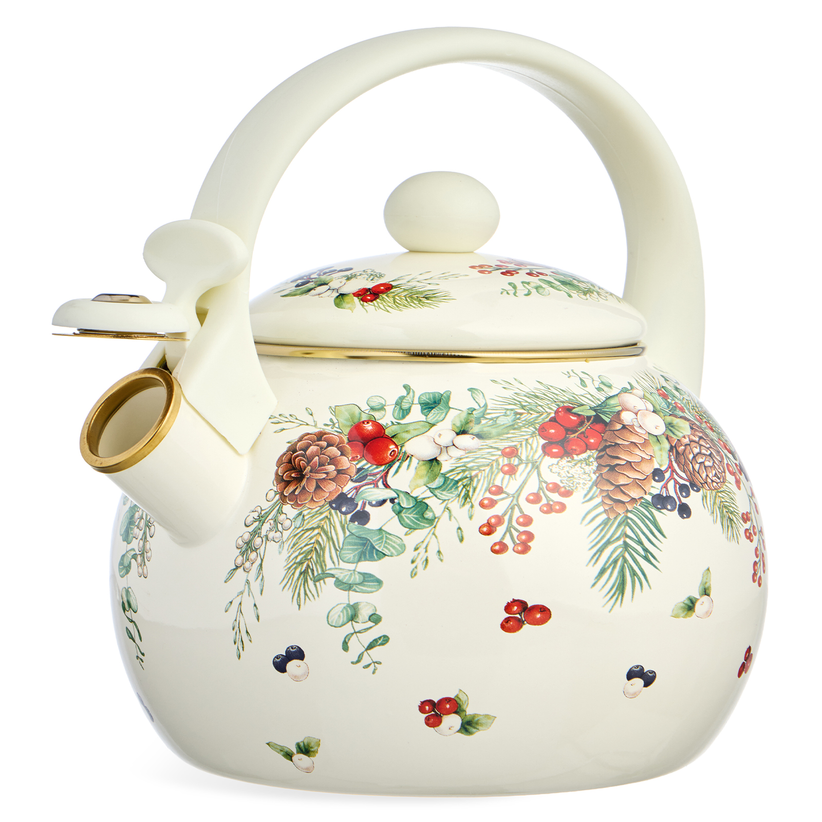 ЧАЙНИК AGNESS ЭМАЛИРОВАННЫЙ СО СВИСТКОМ СЕРИЯ, CELEBRATION,  2, 2Л, ИНДУКЦИОННОЕ ДНО