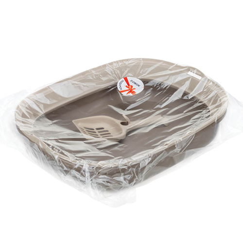 Лоток для кошек IDEA ЛЯ-МУРР М 1832, 480х355 мм, с низким бортом, совок, капучино