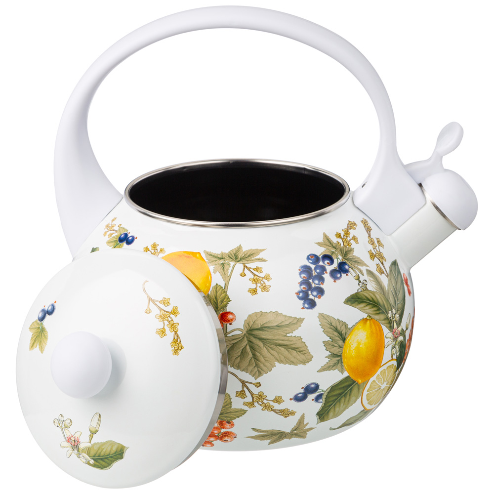 ЧАЙНИК AGNESS ЭМАЛИРОВАННЫЙ СО СВИСТКОМ СЕРИЯ, ФРУКТОВАЯ КОРЗИНА,  2, 2Л, ИНДУКЦИОННОЕ ДНО