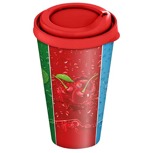 Стакан с крышкой 550 мл Homver 223112990/00, с декором Фрукты и лед, микс