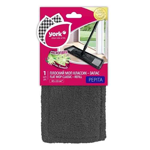 Насадка для швабры плоская из микрофибры 42x13см СТАЙЛ Классик Пепита YORK, 2/48