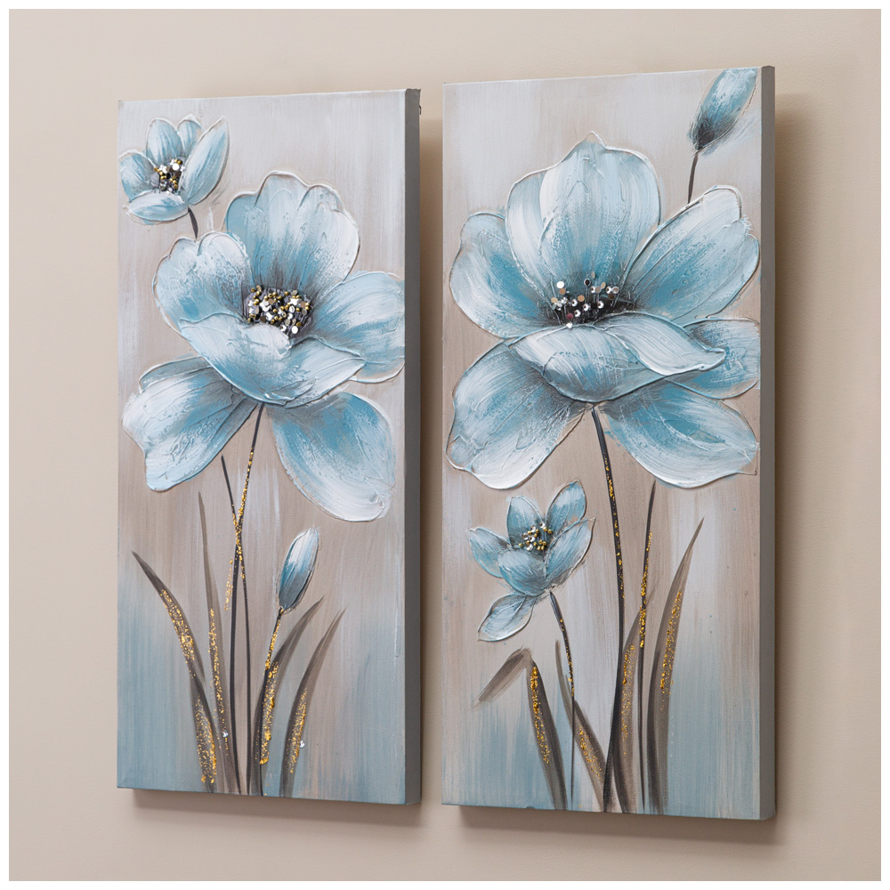 Комплект из 2-х картин, ГОЛУБОЙ ЦВЕТОК, 30Х60Х2, 5 см, каждая