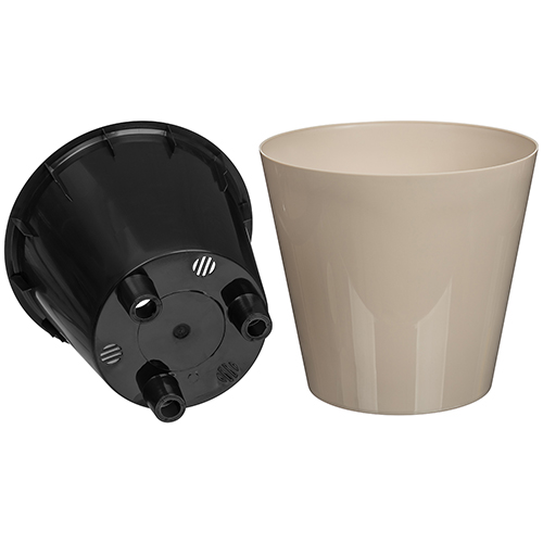 Горшок для цветов 4 л Homver Rosemary 221600127/01, 200 мм, с дренажной вставкой, бежевый