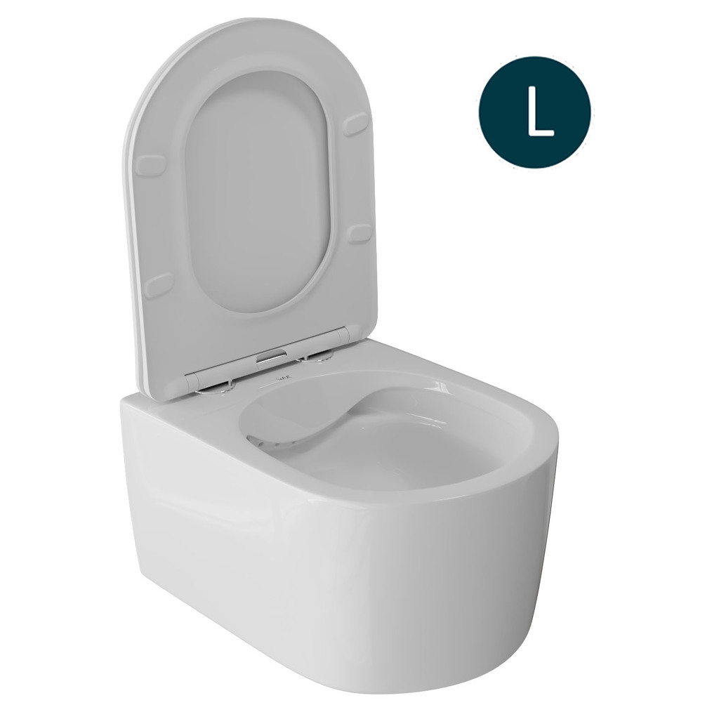 Унитаз подвесной безободковый WAVE SOLO сид. дюропласт, м/л, быстр, БЕЛЫЙ глянец, L