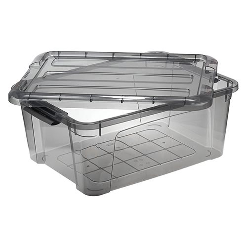 Ящик для хранения 11 л IDEA КИП М 2336, с замками, черный прозрачный