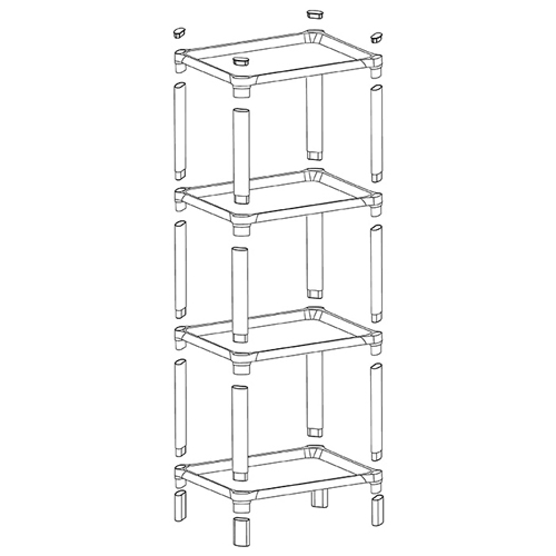 Стойка прямоугольная IDEA М 2745 малая, 4 секции, 340х280х750, белая