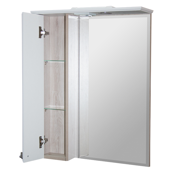 Зеркальный шкаф, ВЕРСАЛЬ-62, белое дерево левый с подсветкой, ПВХ
