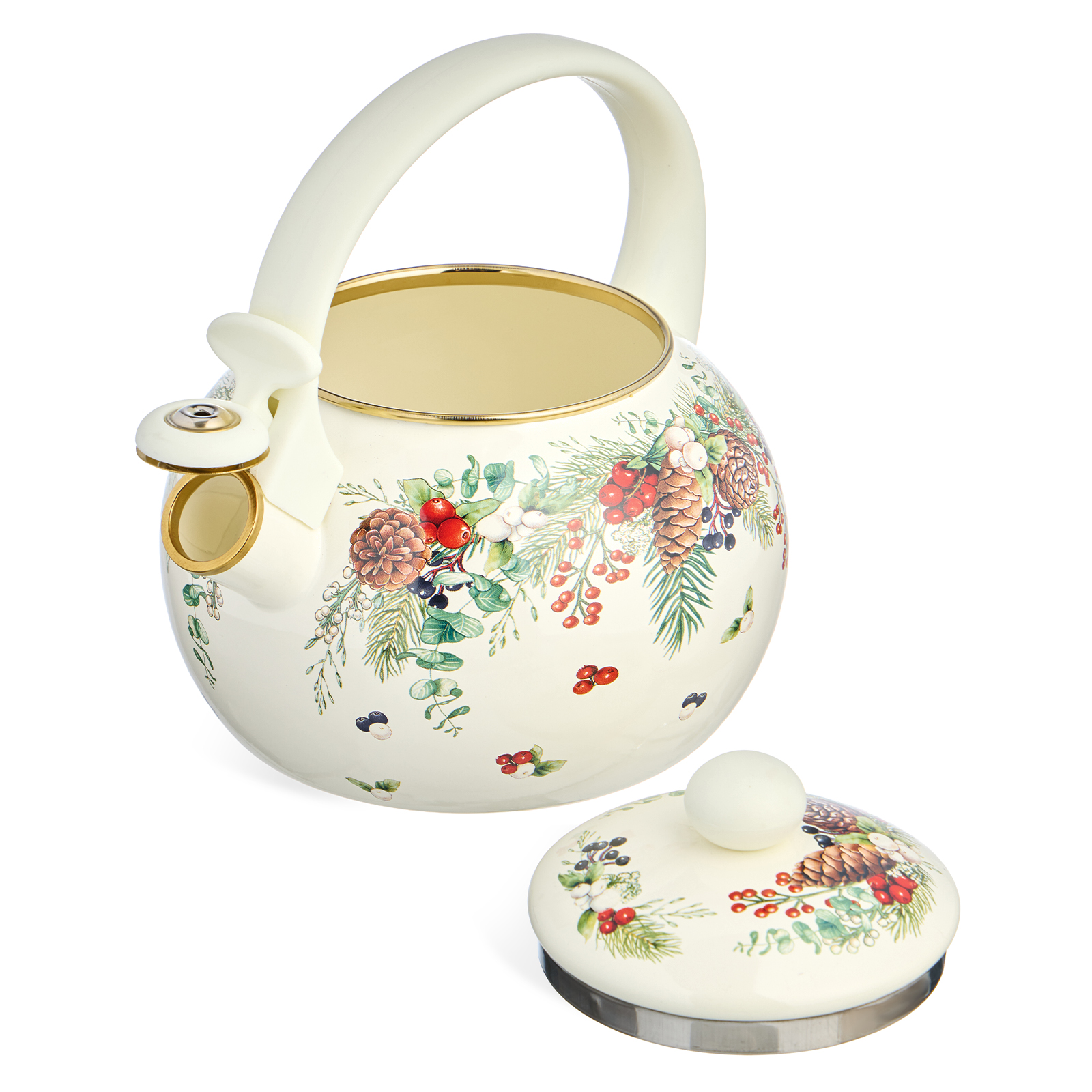 ЧАЙНИК AGNESS ЭМАЛИРОВАННЫЙ СО СВИСТКОМ СЕРИЯ, CELEBRATION,  2, 2Л, ИНДУКЦИОННОЕ ДНО