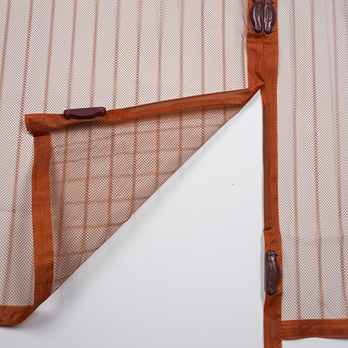 Сетка антимоскитная 100х210см, с декоративной накладкой, коричневая, вшитый магнит и внешний птичка, в комплекте гвозди, 1/10/60