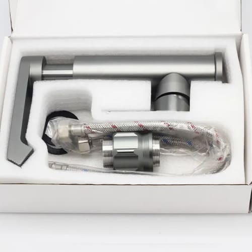 Смеситель для раковины DIKALAN AL1876G регулируемая высота излива, серый матовый, 1/10