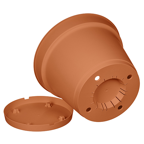 Горшок для цветов 20 л Homver Mint 221612332/01, 380 мм, с поддоном, терракотовый