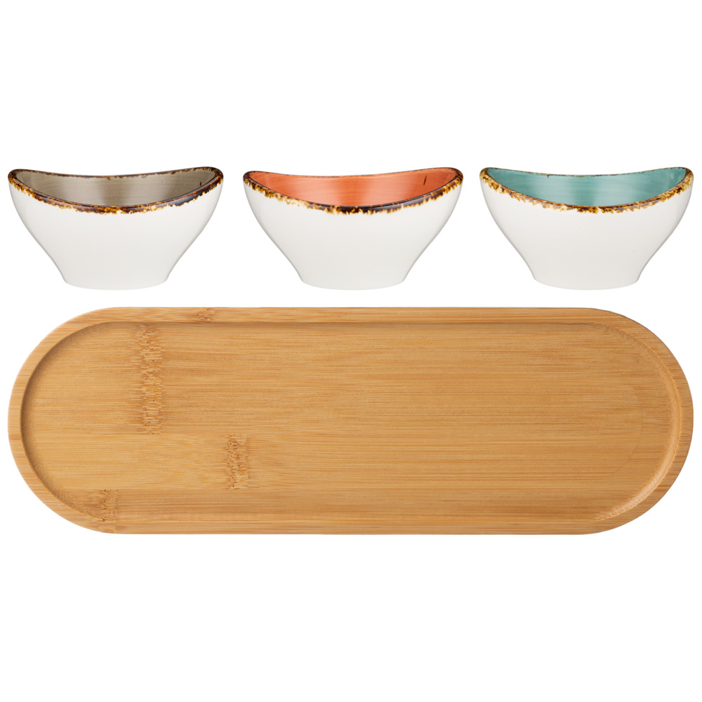 НАБОР САЛАТНИКОВ НА ДЕРЕВ. ПОДСТАВКЕ BRONCO, NATURE, 4 ПРЕДМЕТА, КОР=16НАБ.