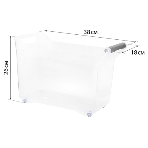 Органайзер с ручкой на колесах 10.5 л IDEA М 1622, прозрачный