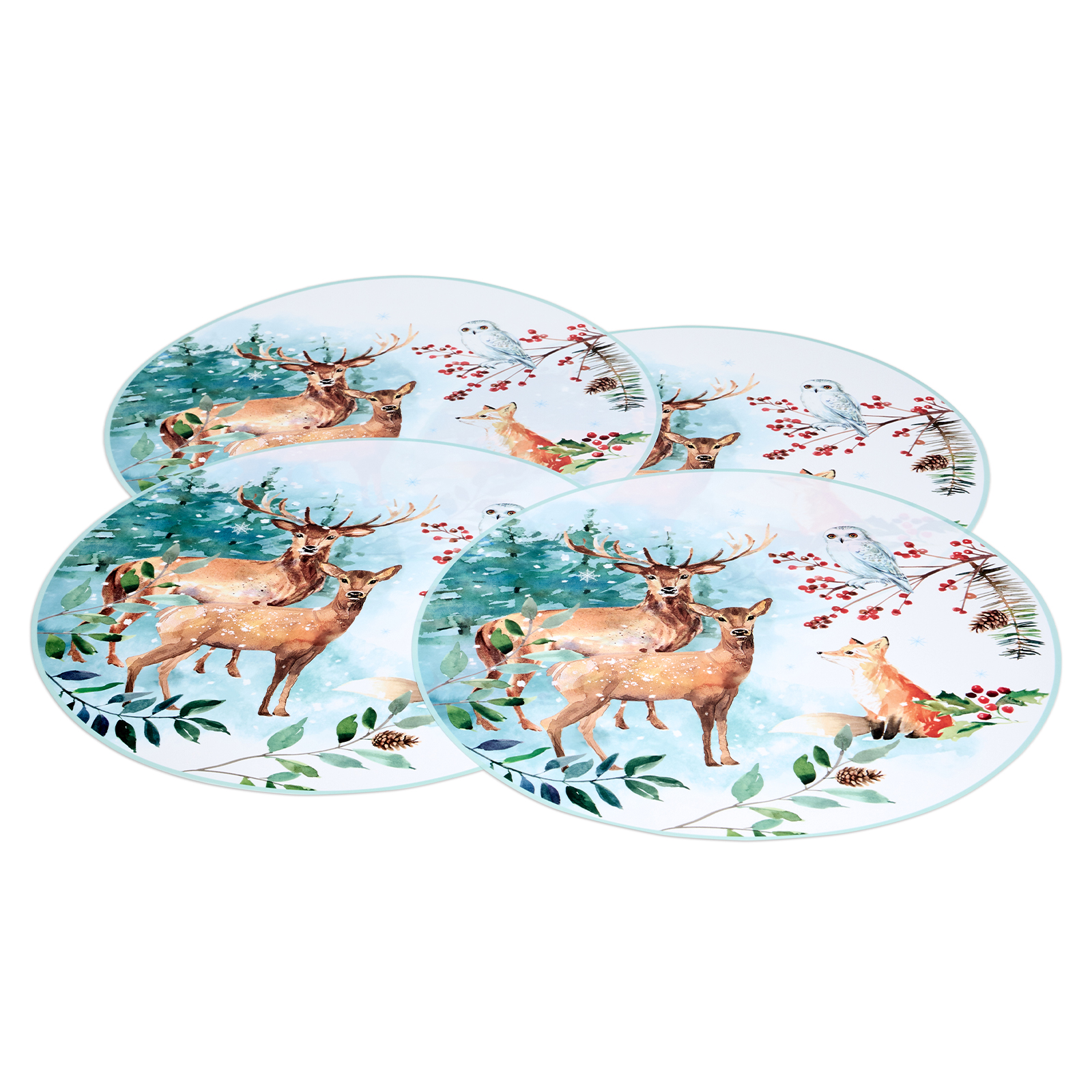 НАБОР ПОДСТАНОВОЧНЫХ САЛФЕТОК, ЗИМНЯЯ СКАЗКА, ИЗ 4 ШТ., ДИАМЕТР=38 СМ