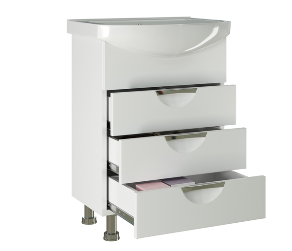 Тумба д/ванной, ЭТЬЕН-60,  ОТДЕЛЬНО ПРИОБРЕТАЕТСЯ РАКОВИНА под раковину Элеганс-60, Rosa, ПВХ, раковина в комплект не входит