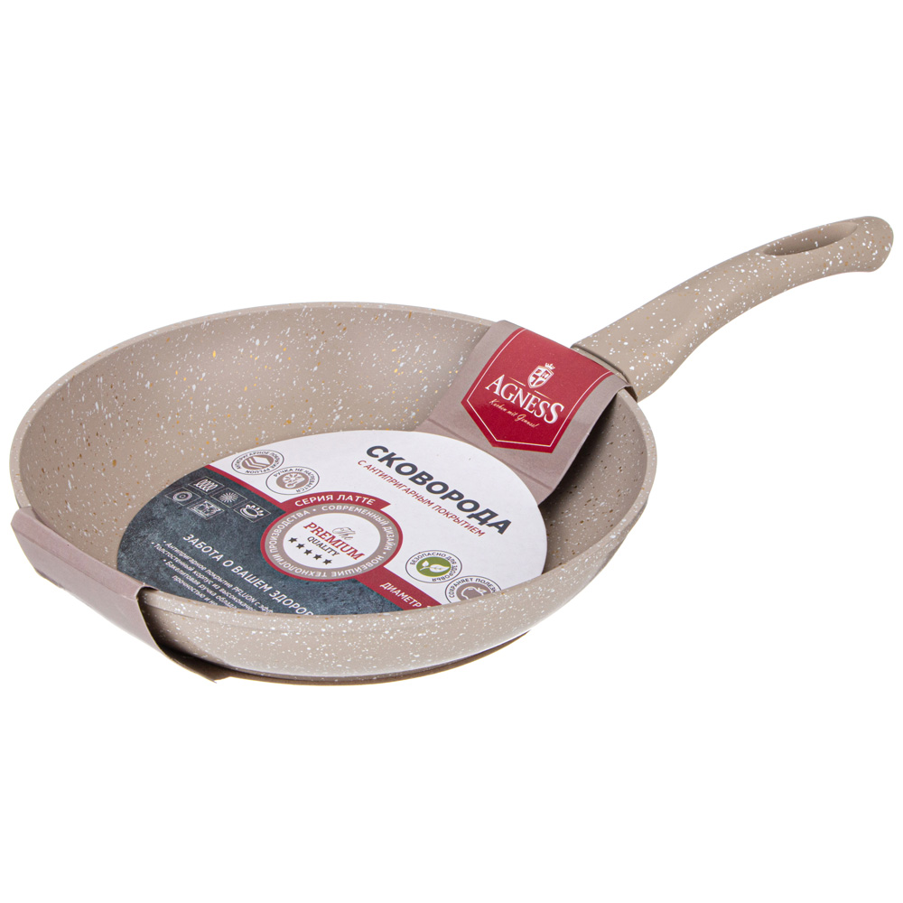 СКОВОРОДА AGNESS С АНТИПРИГАРНЫМ ПОКРЫТИЕМ, LATTE,  22Х4, 5СМ