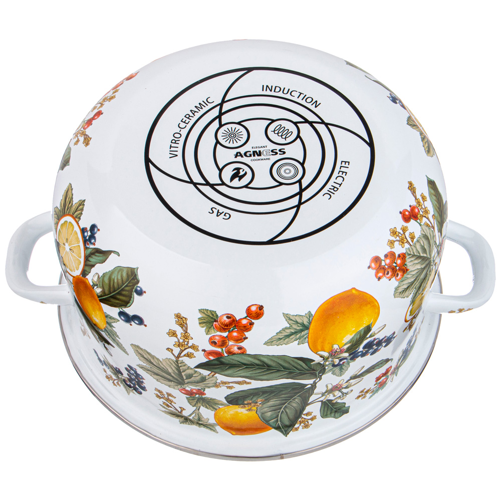 КАСТРЮЛЯ AGNESS ЭМАЛИРОВАННАЯ С ЭМАЛ.КРЫШКОЙ СЕРИЯ, ФРУКТОВАЯ КОРЗИНА,  5.0 Л, 24*14 СМ