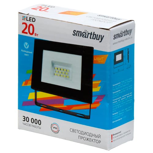 Прожектор светодиодный, LED, FL SMD LIGHT Smartbuy-20W/6500K/IP65, SBL-FLLight-20-65K, 1/50