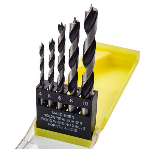 Набор сверл по дереву №1 цилиндрический хвостовик （4-5-6-8- 10mm ） 5 шт Барракуда пластиковый кейс, 1/200