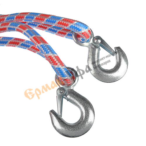 Трос буксировочный, авиационный капрон, 5т, в пакете с 2 крюками, 5 м. NEW GALAXY, 1/15