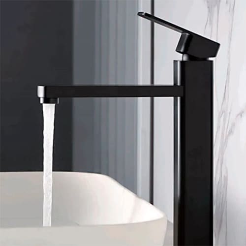 Смеситель для раковины LEDEME L1133В, высокий с гайкой, картридж 35мм, однорычажный, средний излив, 1/10