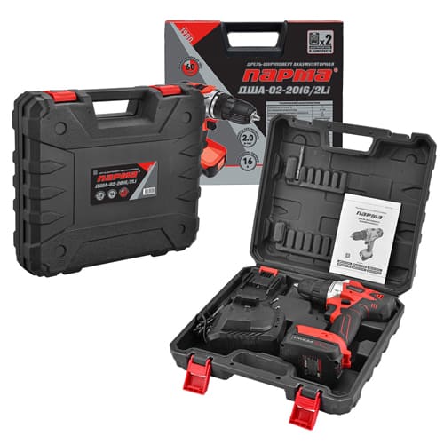 Дрель-шуруповерт аккумуляторная ПАРМА ДША-02-2016/2Li, 16В, 2Ач, кейс