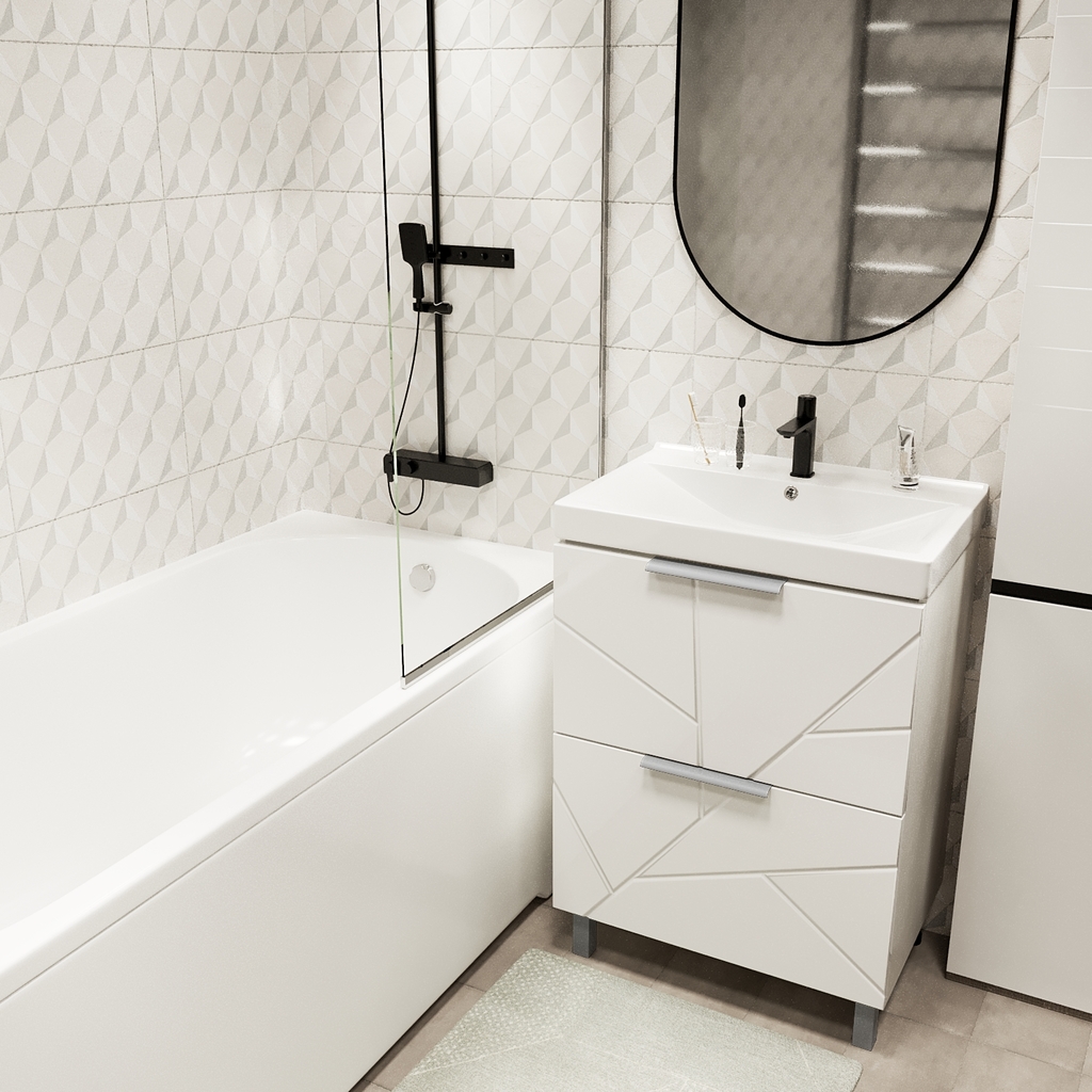 Тумба д/ванной, Гранд-60,  ОТДЕЛЬНО ПРИОБРЕТАЕТСЯ РАКОВИНА под раковину Fest-60, Sanita Lux, ПВХ, раковина в комплект не входит