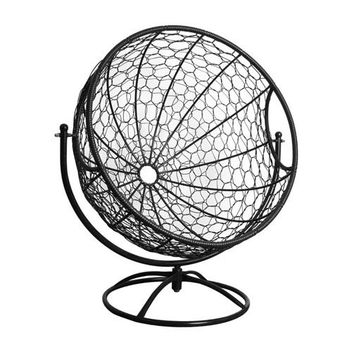 Вращающееся кресло ГАГАРИН с ротангом, чёрное, коричневая подушка