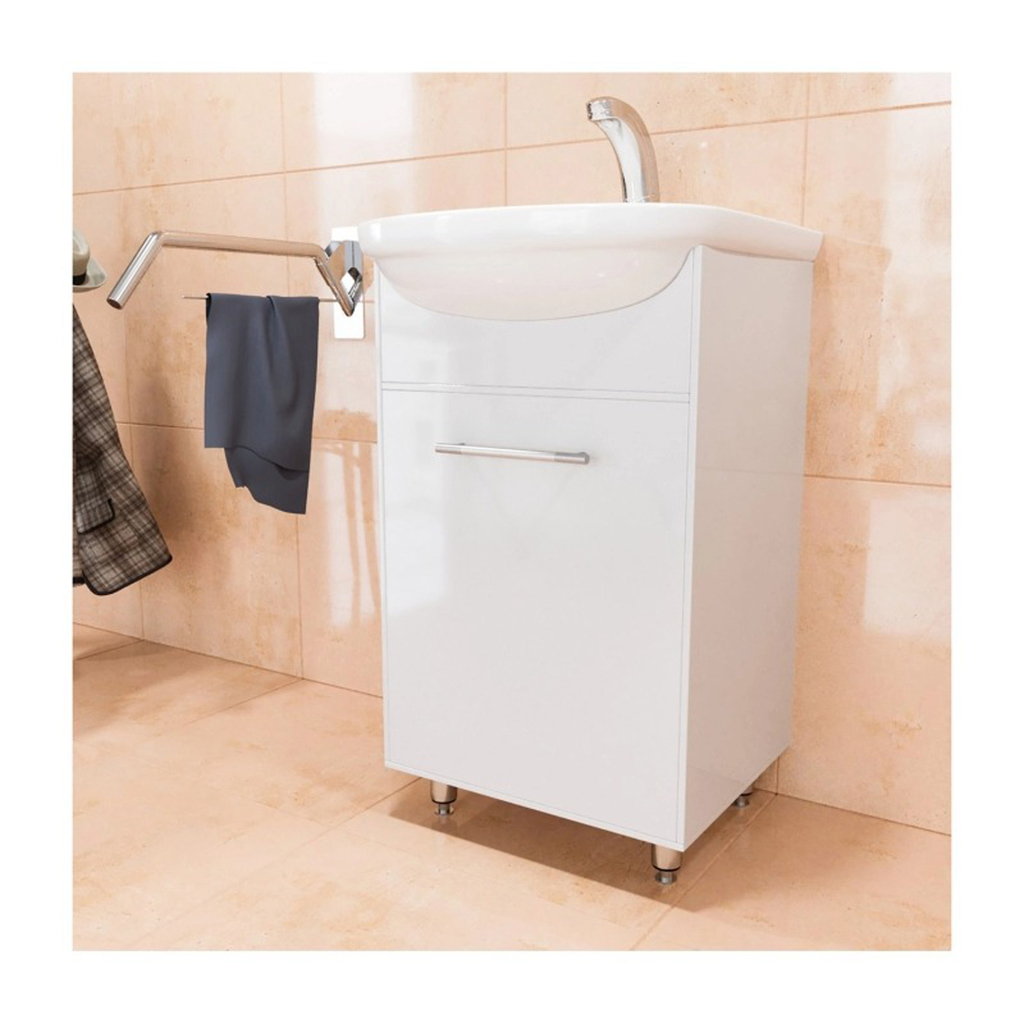 Тумба д/ванной, АлАн-45,  ОТДЕЛЬНО ПРИОБРЕТАЕТСЯ РАКОВИНА белый под раковину Уют-45, Rosa, раковина в комплект не входит