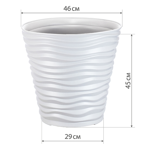 Горшок для цветов Дюна d-460мм, h-450мм 50л белый, 1/3