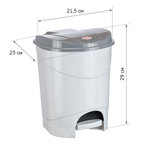 Контейнер для мусора с педалью 7 л, мрамор, 1/9
