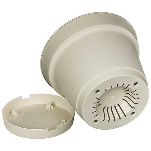 Горшок для цветов 2.3 л Homver Mint 221612025/01, 185 мм, с поддоном, светло-бежевый