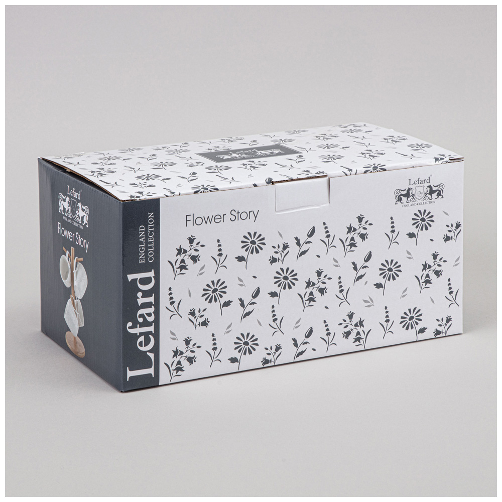 НАБОР КРУЖЕК LEFARD, FLOWERS STORY, НА ДЕРЕВ. ПОДСТАВКЕ 4 ШТ. 11*8*9, 5 СМ 275 МЛ