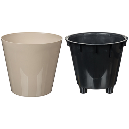 Горшок для цветов 4 л Homver Rosemary 221600127/01, 200 мм, с дренажной вставкой, бежевый