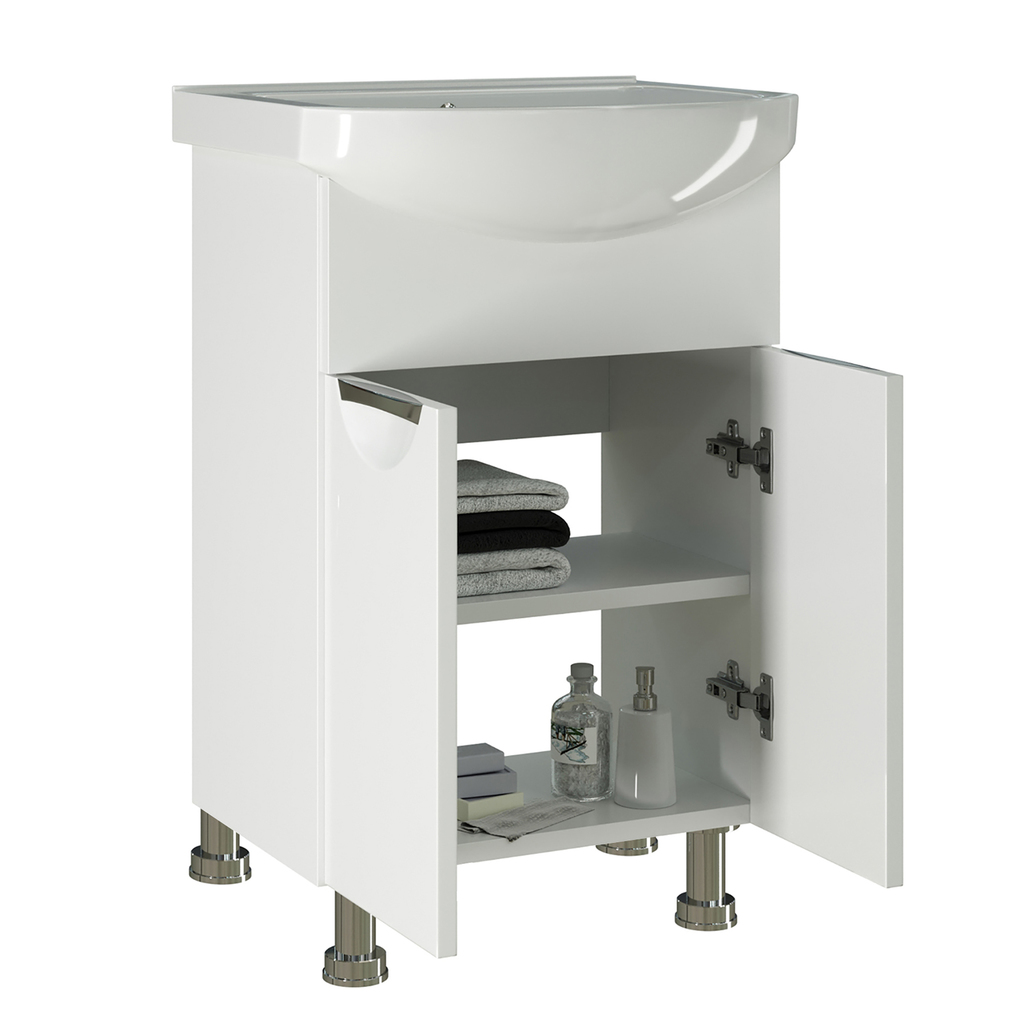 Тумба д/ванной, ЭТЬЕН-55,  ОТДЕЛЬНО ПРИОБРЕТАЕТСЯ РАКОВИНА под раковину Элеганс 55, Rosa, ПВХ, раковина в комплект не входит