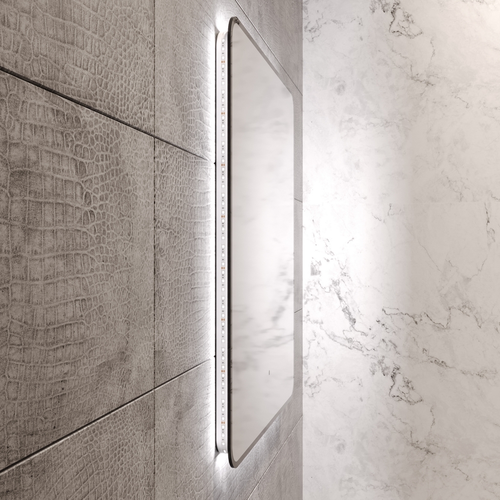 Зеркало MIXLINE, Инканто, 600*700, ШВ бесконтактный сенсор, светодиодная подсветка, черная окантовка