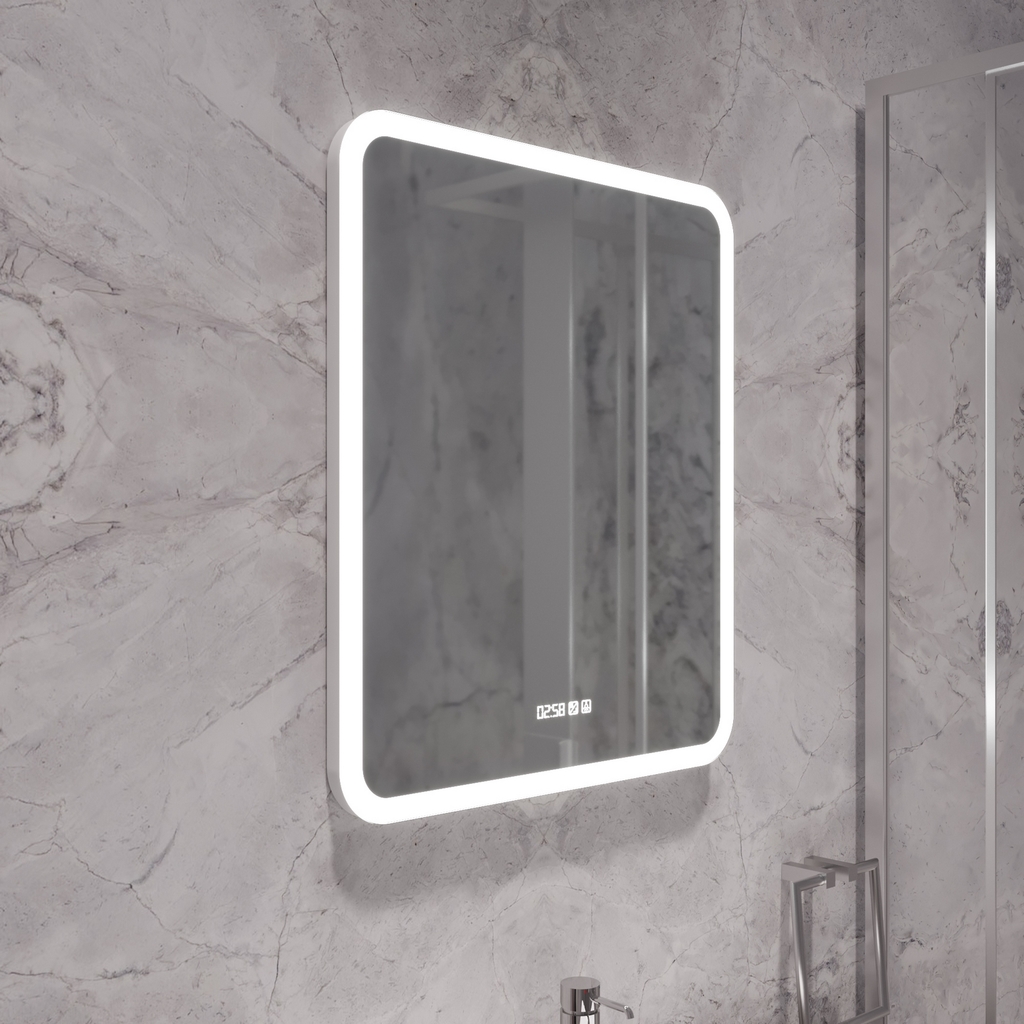 Зеркало MIXLINE, Стив-3, 600*700, ШВ сенсорный выключатель, часы + подогрев