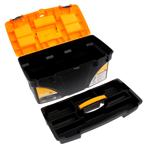 Ящик для инструмента 21 ТИТАН 21, с секциями, желтый с черным, 1/6
