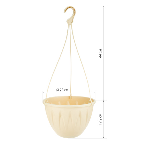 Горшок для цветов Алиция d-250мм белая глина подвесной, с поддоном, 1/20