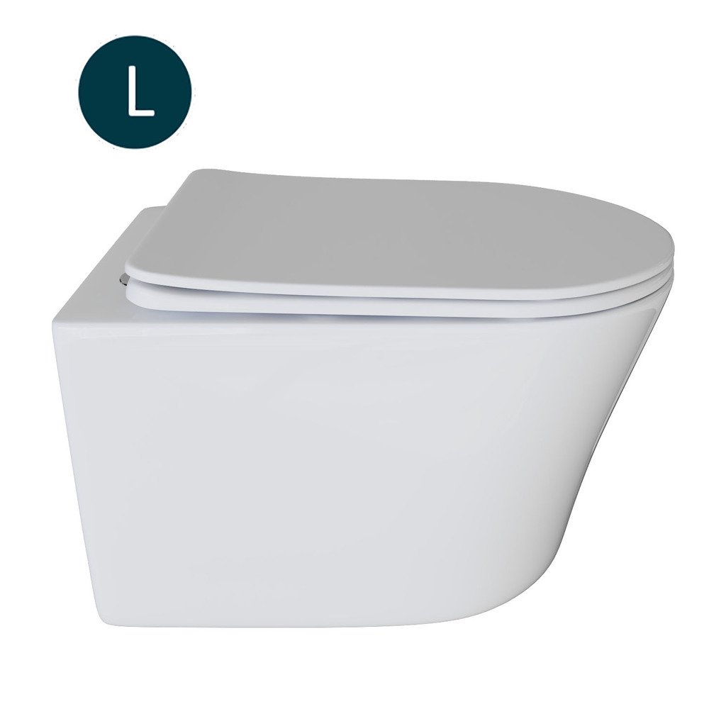 Унитаз подвесной безободковый WAVE TREND сид. дюропласт, м/л, быстр, БЕЛЫЙ глянец, L