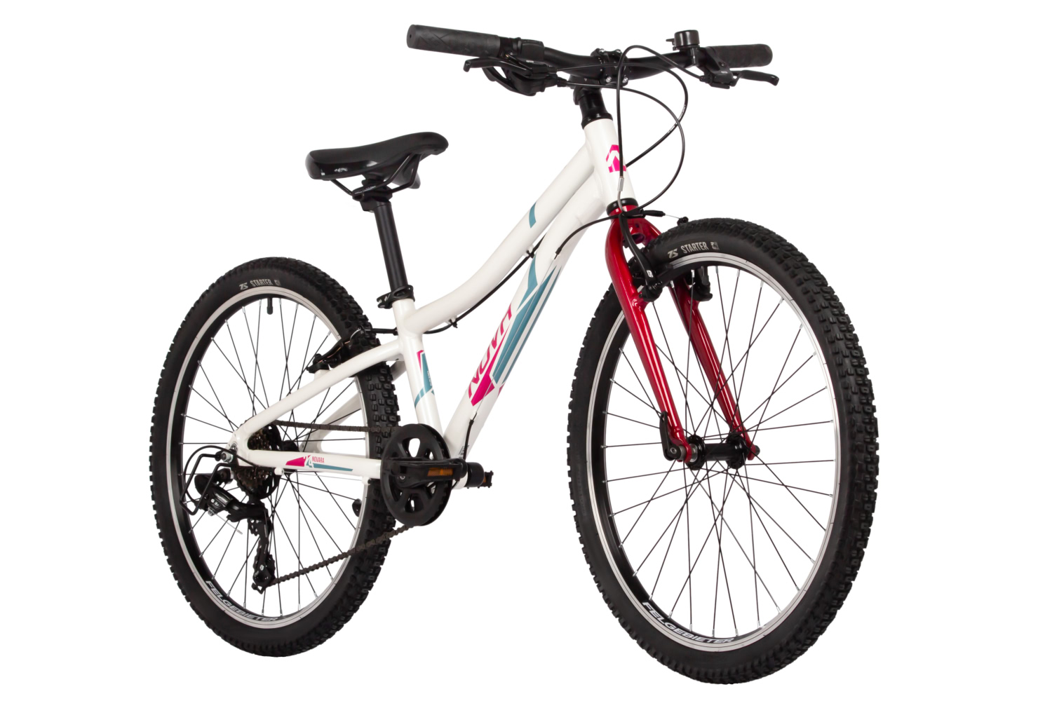 Велосипед NOVATRACK 24, NOVARA алюм.рама 10,  белый, 6-скор, TY300/TS38/TZ500, V-brake