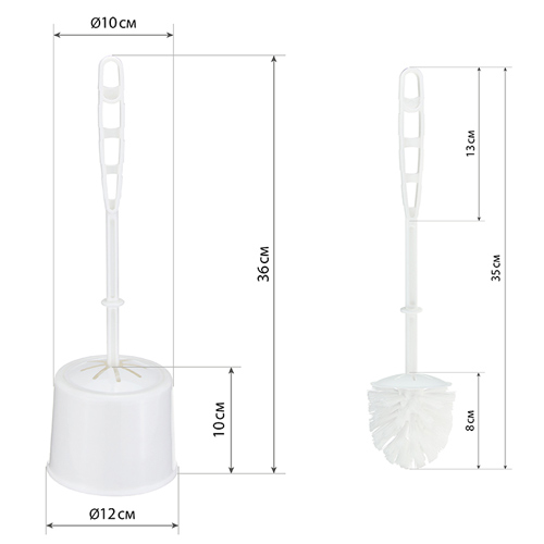 Ерш для туалета с подставкой КЛАССИК с крышкой, белый, 1/24