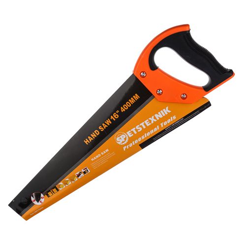 Ножовка по дереву 400мм, 3D зуб 7-8 TPI, пластиковая обрезиненная ручка, 1/48