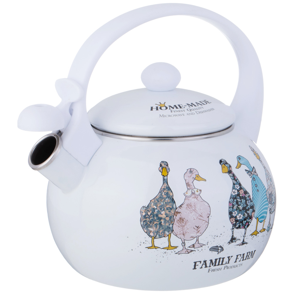 ЧАЙНИК AGNESS ЭМАЛИРОВАННЫЙ СО СВИСТКОМ СЕРИЯ, FAMILY FARM,  2, 2Л, ИНДУКЦИОННОЕ ДНО